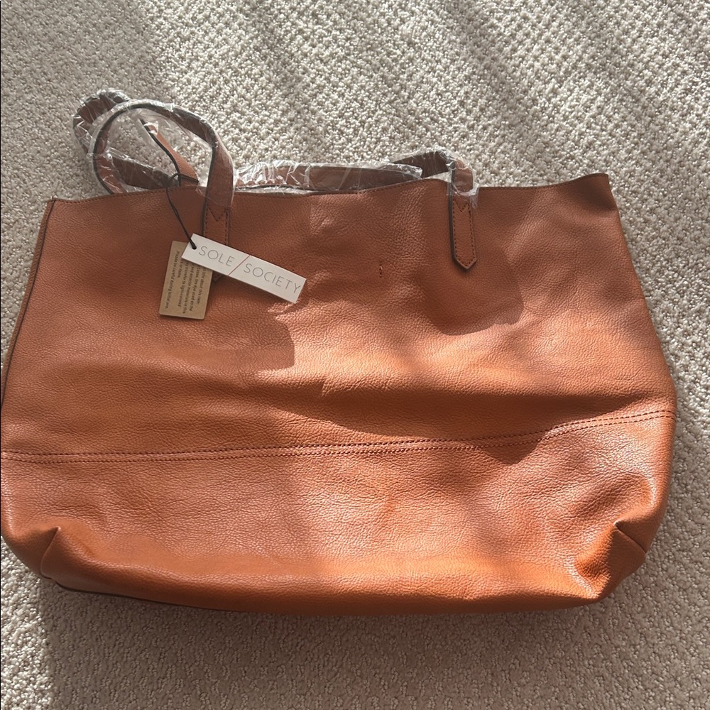 Sole Society Cognac Leather Tote